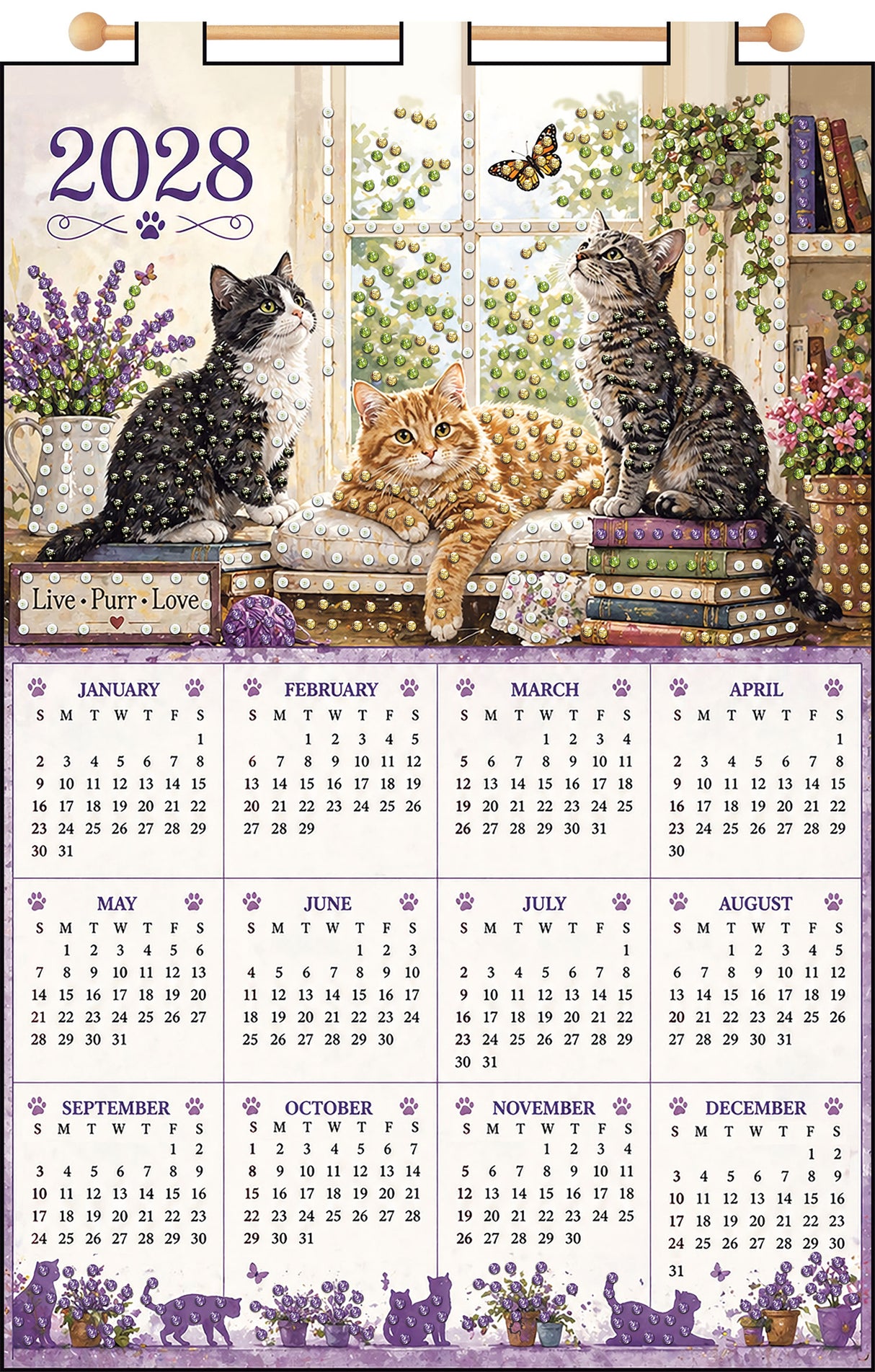Purr Love 2028 Felt Sequin Calendar