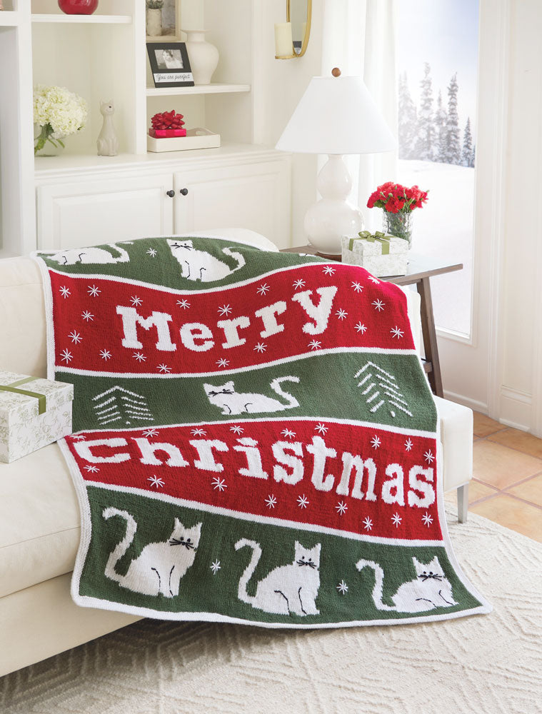 Meowy Christmas Knit Blanket