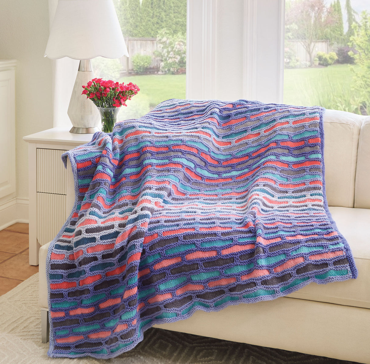 Ombre Waves Knit Blanket