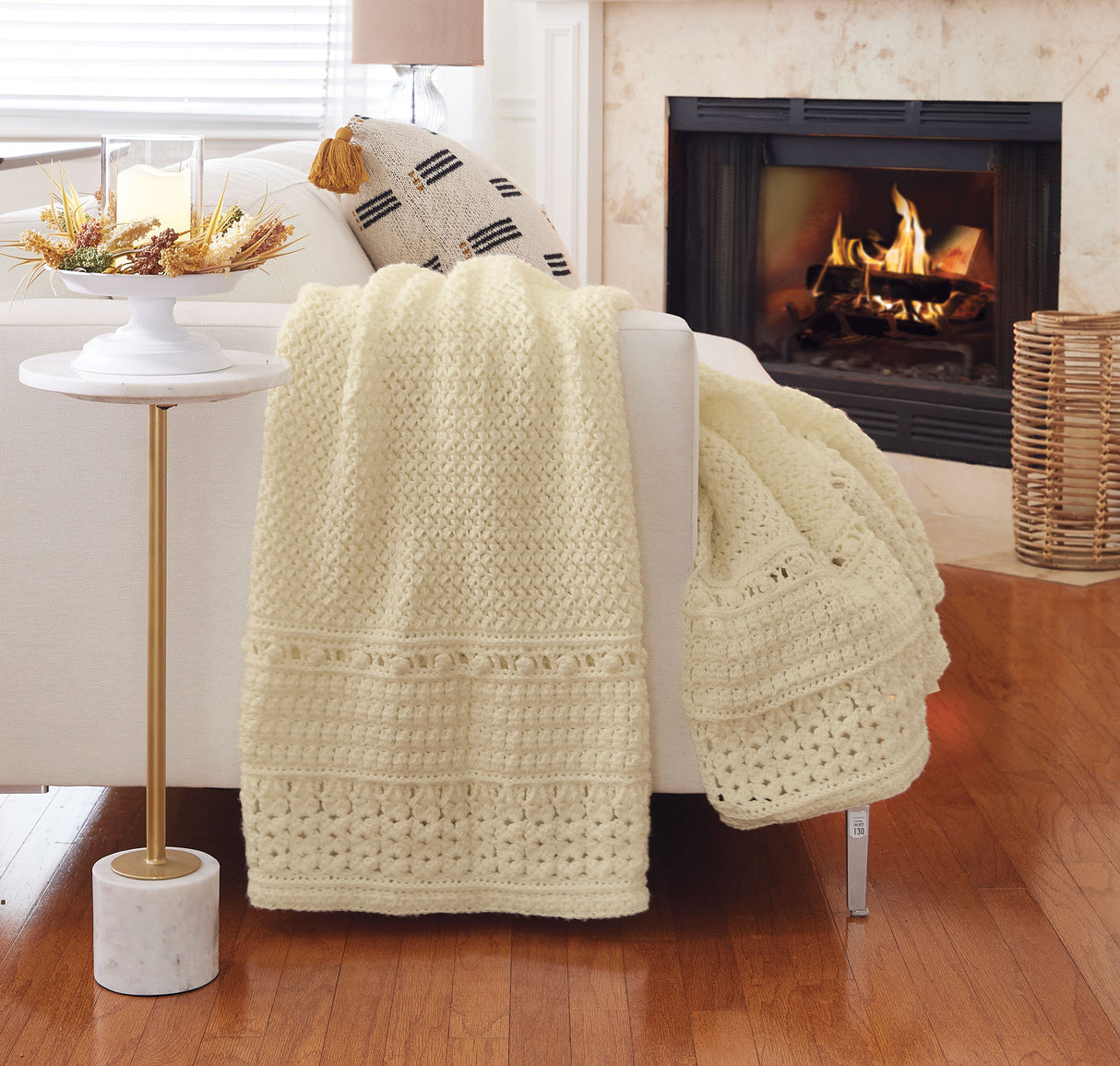 Pebbled Aran Crochet Afghan