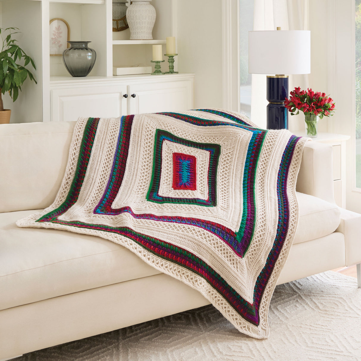 Diamond Lattice Crochet Throw