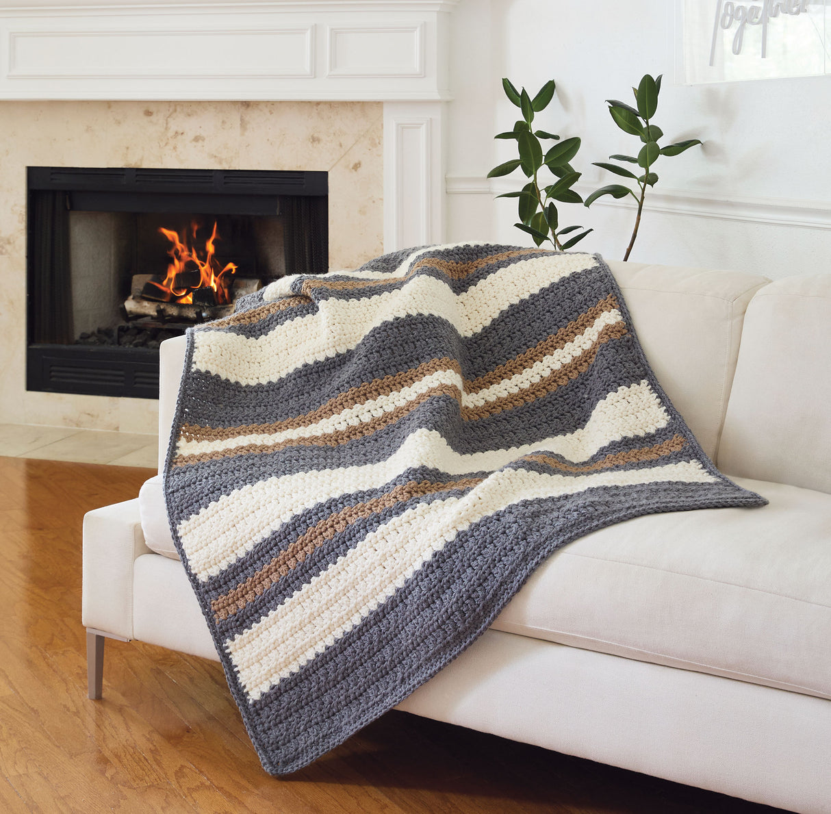 Chunky Stripes Crochet Blanket