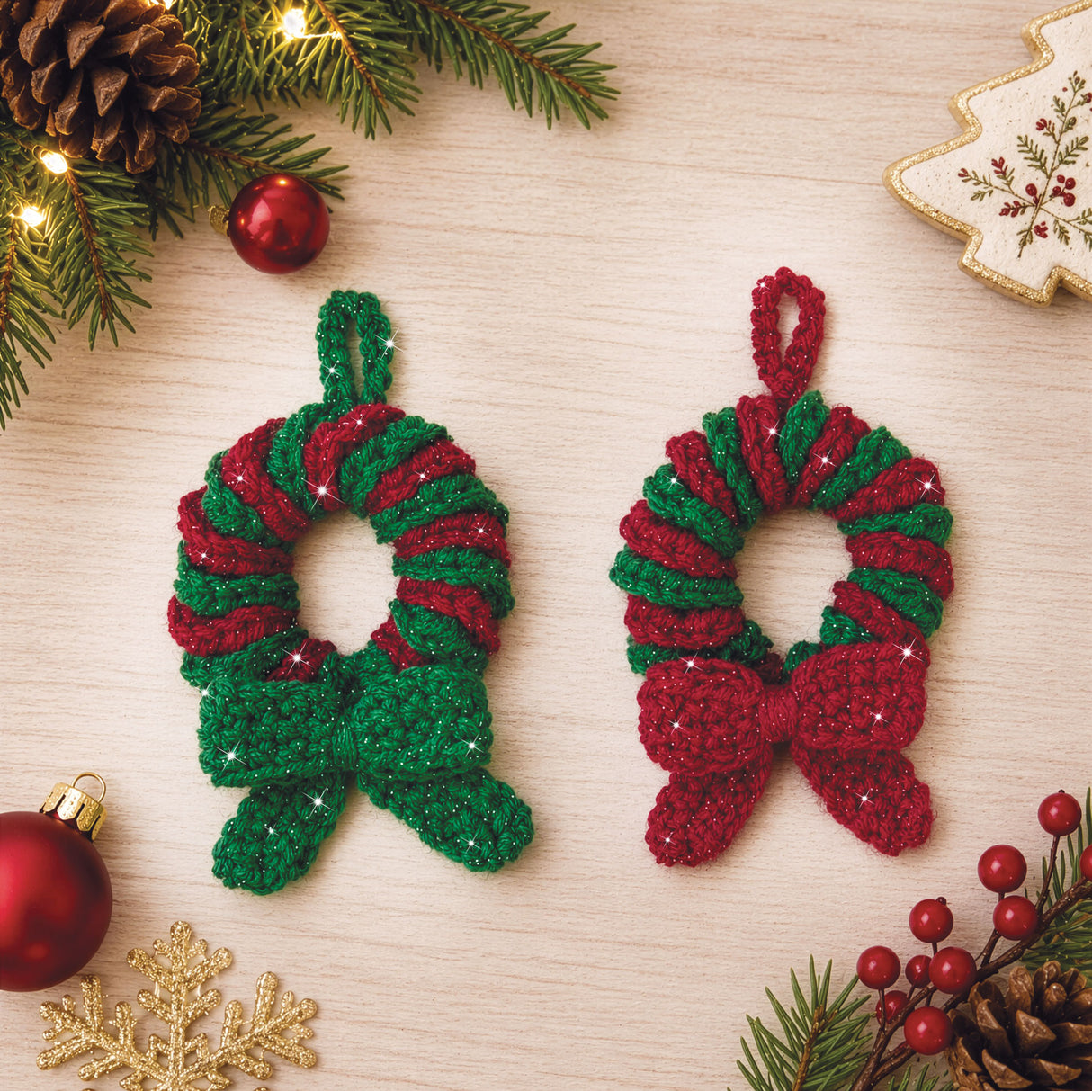 Twirl & Sparkle Crochet Wreath Ornament Kit
