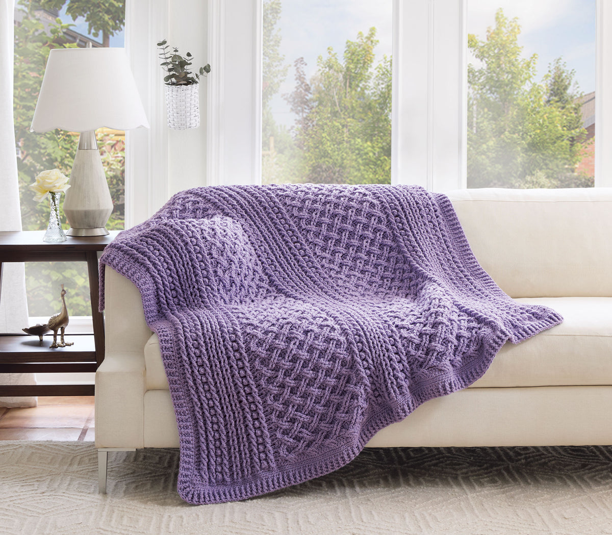 Cabled Trellis Crochet Blanket