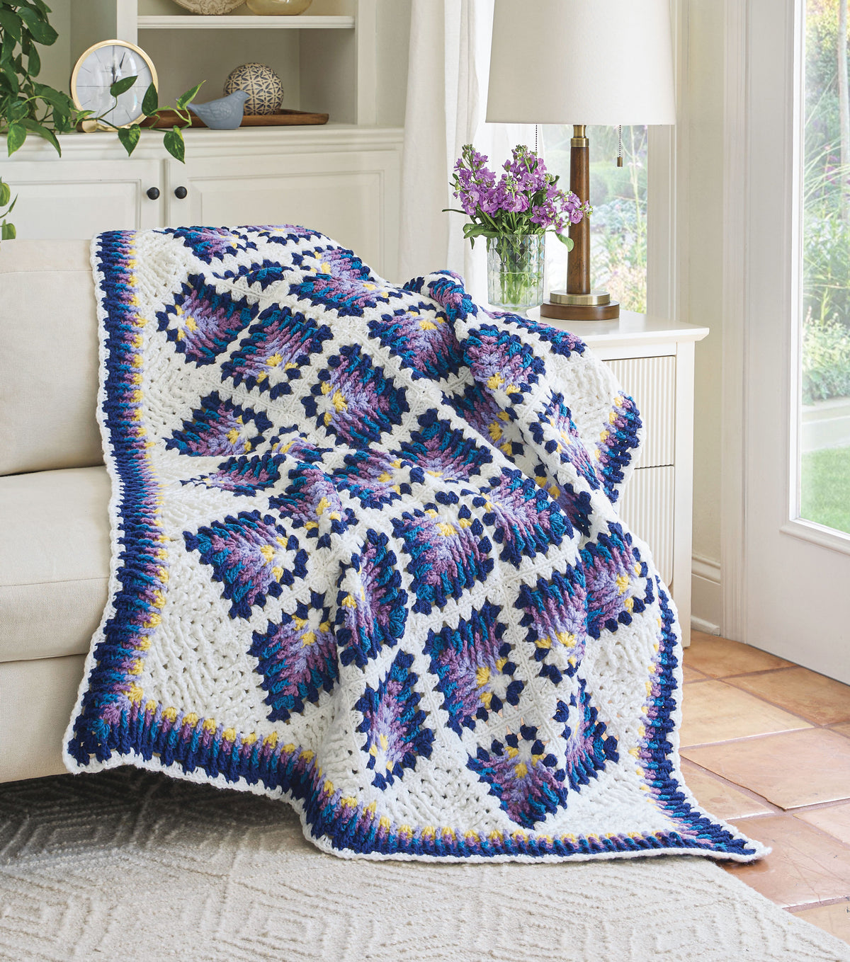 Blue Water Lily Crochet Afghan
