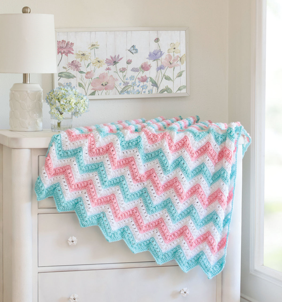 Pastel Peaks Crochet Baby Blanket