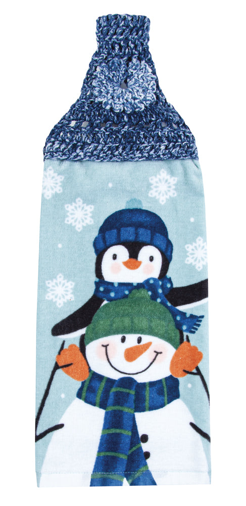 Piggyback Snowman Towel Topper