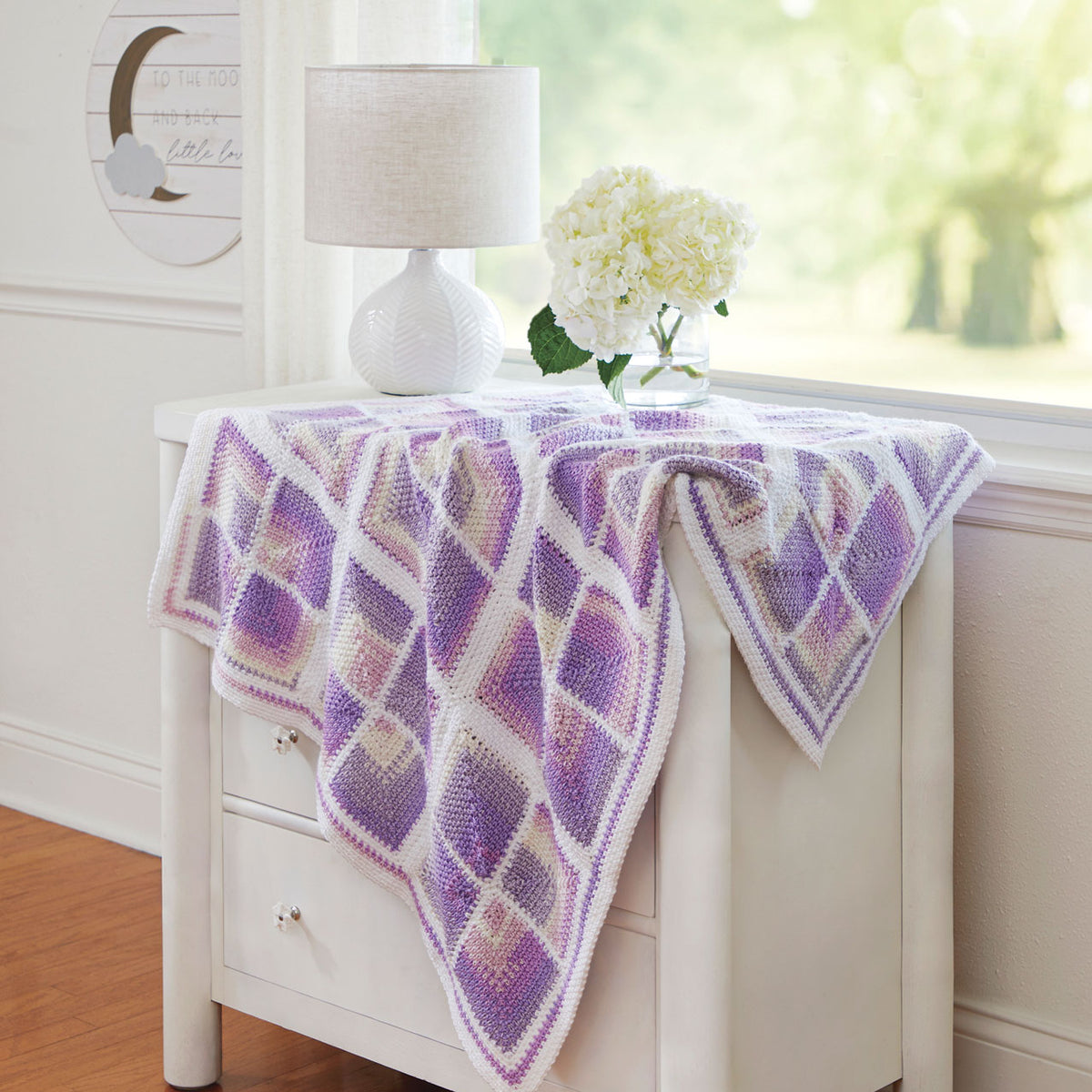 Mitered Gingham Crochet Baby Blanket