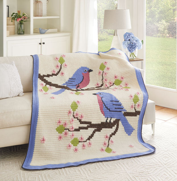 Bluebirds & Blossoms Blanket