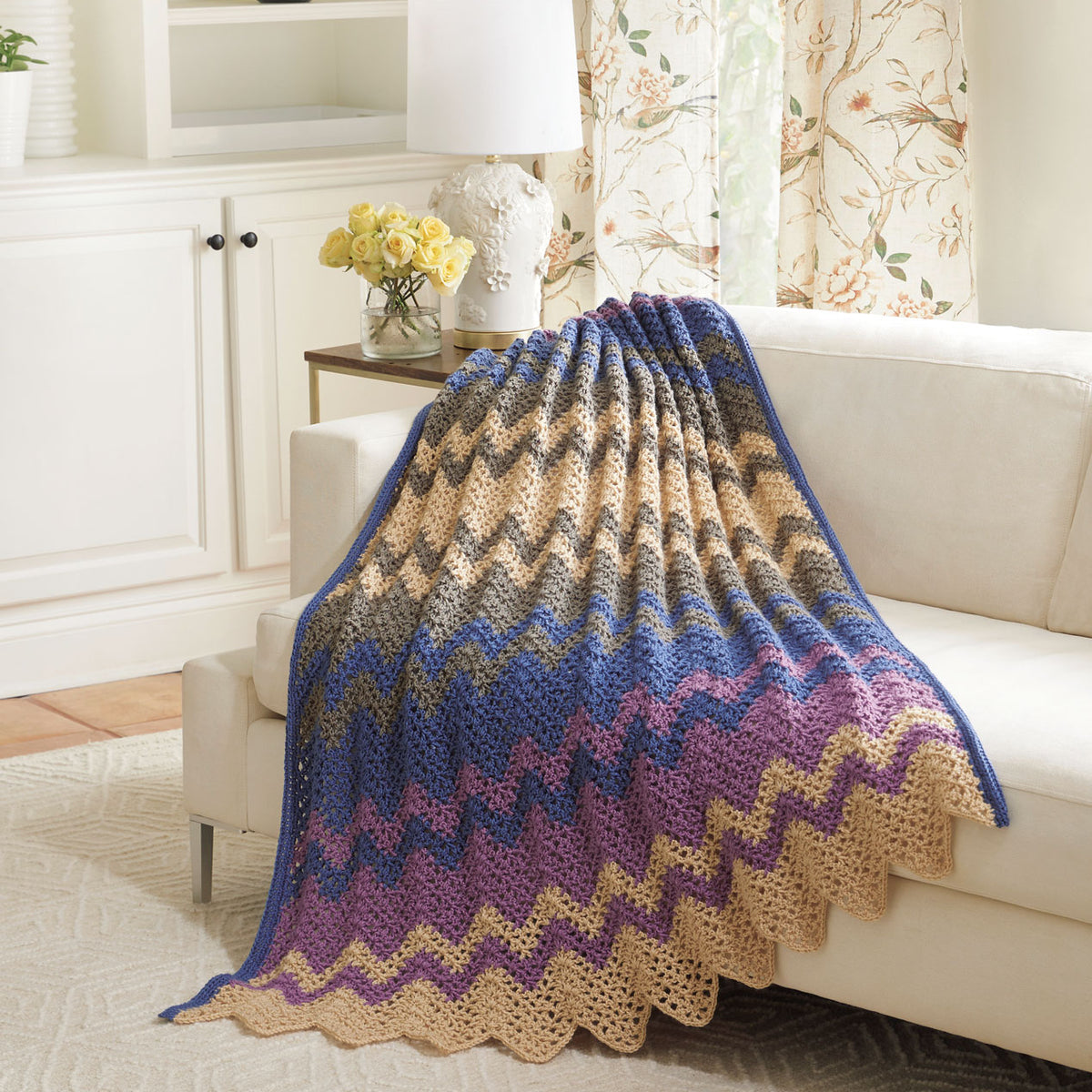 Color Rich Ripple Crochet Afghan