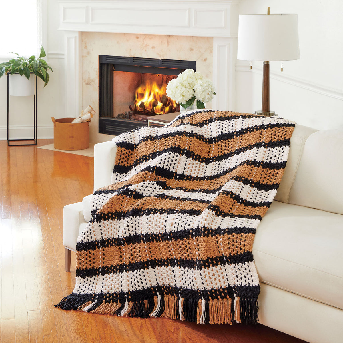 Chunky Plaid Crochet Blanket