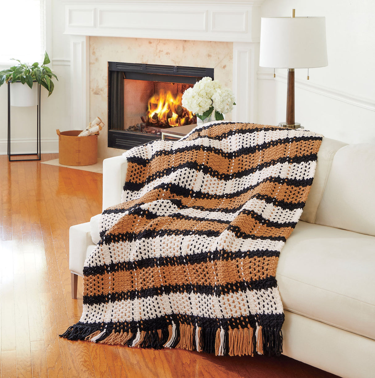 Chunky Plaid Crochet Blanket