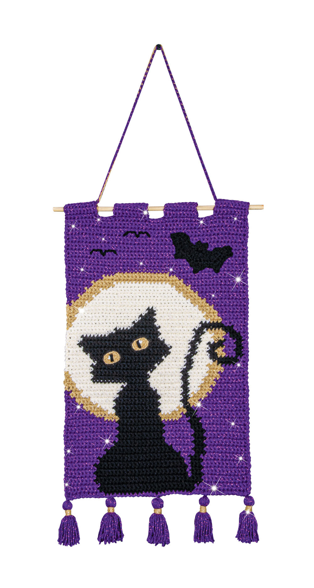 Halloween Cat Crochet Wall Hanging