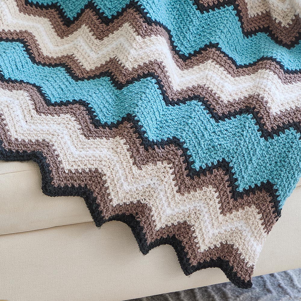 Retro Linen Ripple Afghan