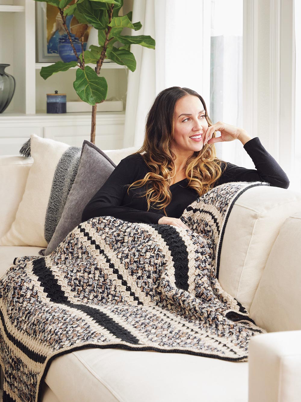 Jeté à rayures relaxantes