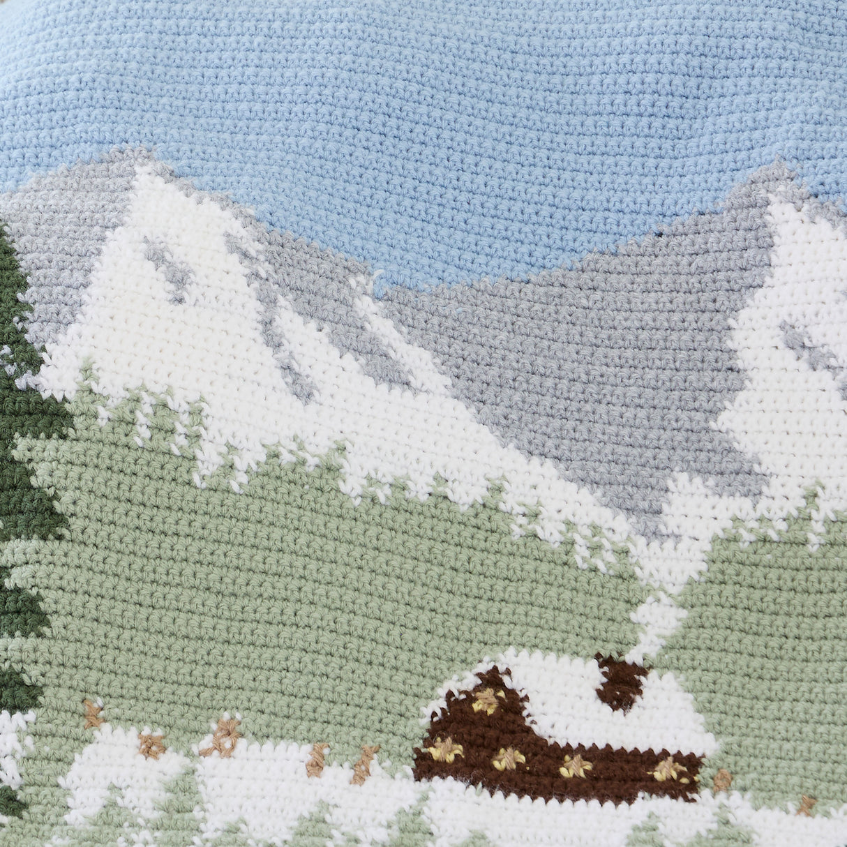 Winter Cabin Crochet Blanket