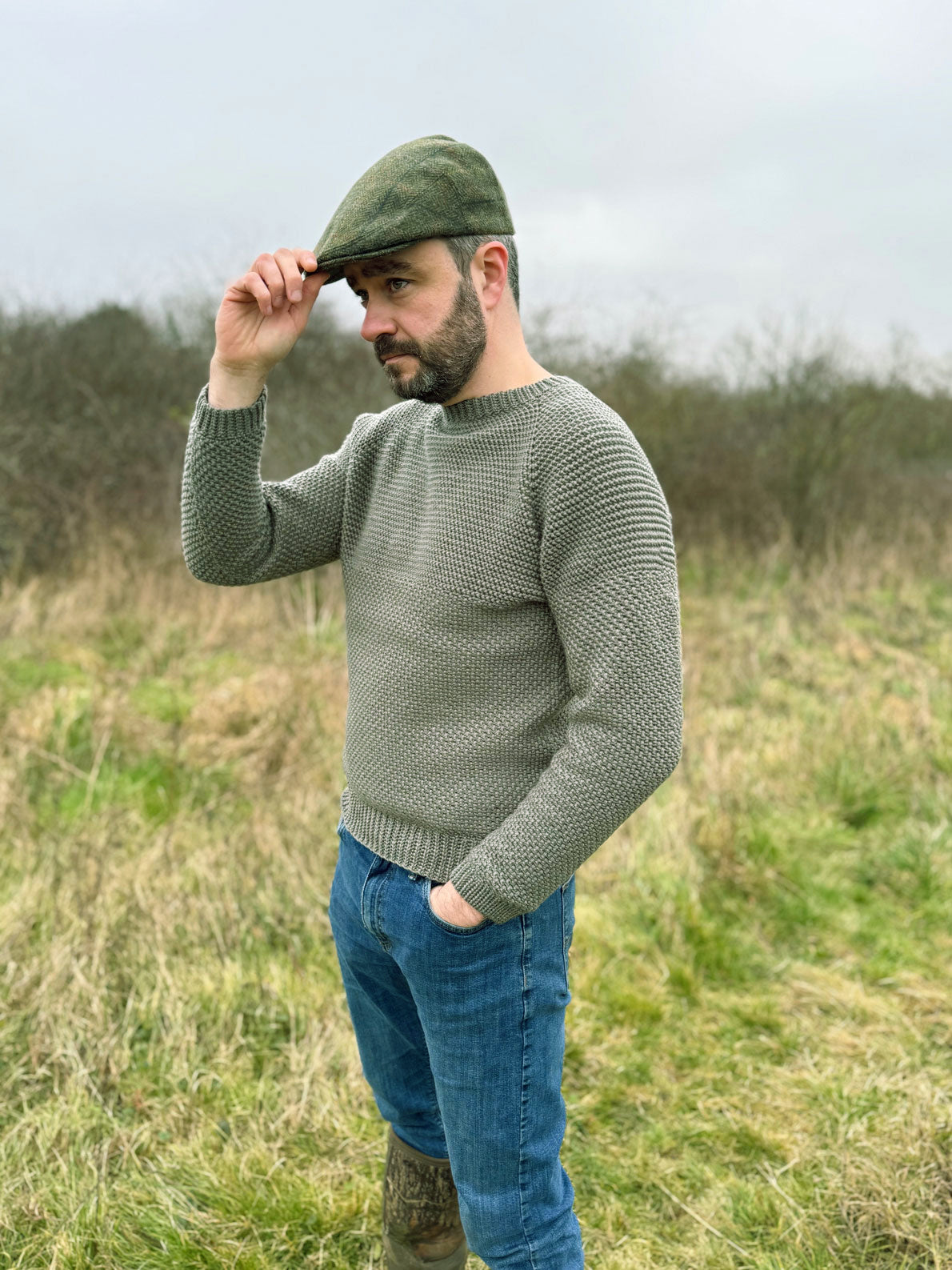 Herringbone Moss Stitch Sweater