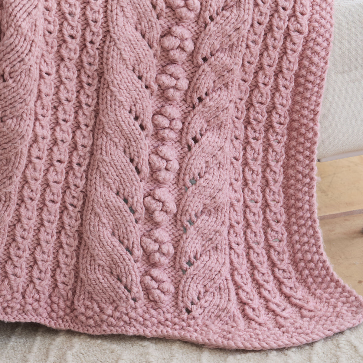 Rosebud Eyelet Knit Blanket
