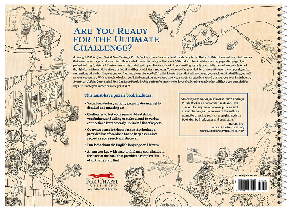 Amazing A-Z AlphaQuest Seek & Find Challenge Puzzle Book