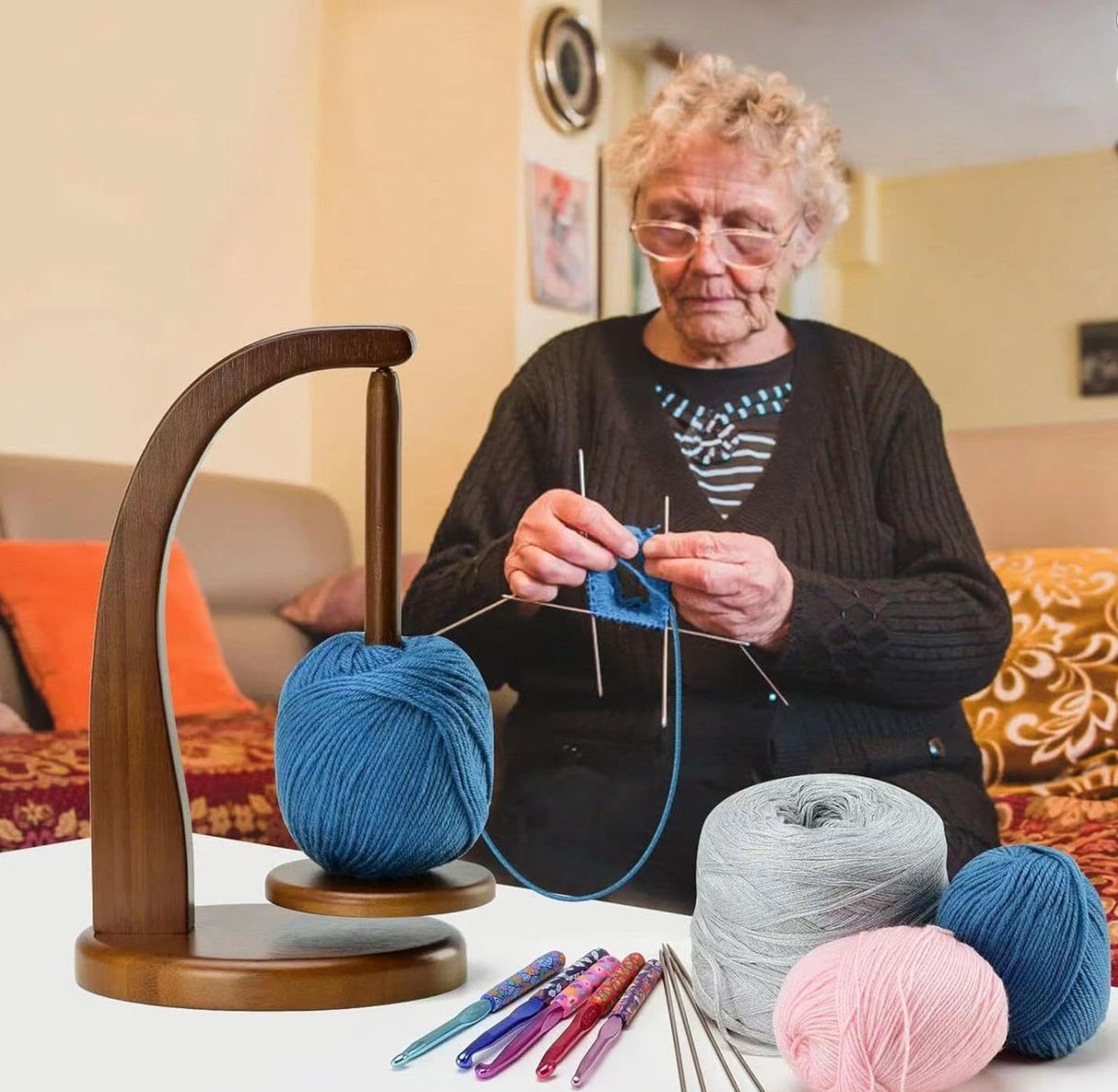 Sheesham Wood Magnetic Yarn Holder