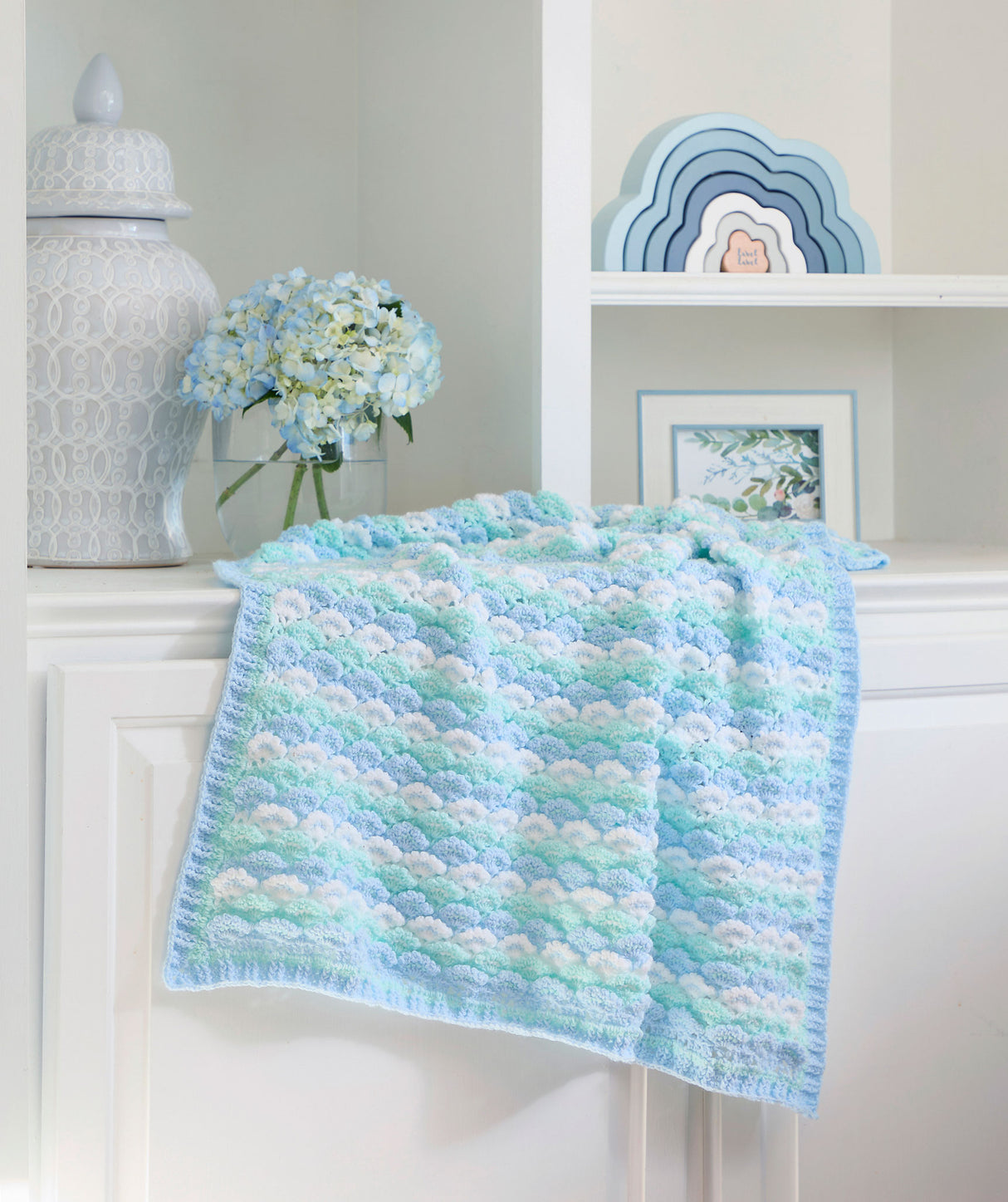 Picot Shells Baby Blanket & Jacket Set