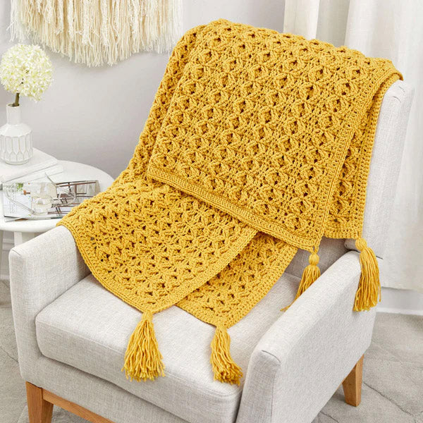 Free Red Heart Golden Waves Throw Pattern
