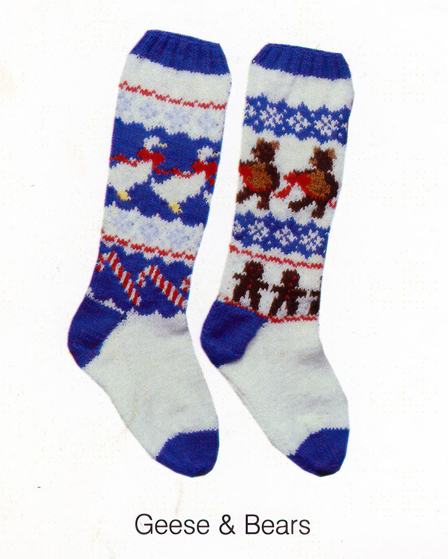 Knitted Christmas Bears & Geese Stocking Pattern