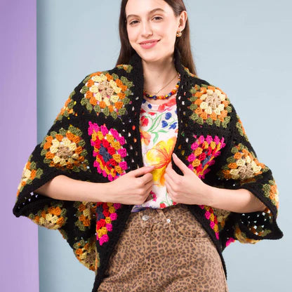 Free Red Heart Crochet Granny Cocoon Cardi Pattern