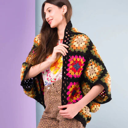 Free Red Heart Crochet Granny Cocoon Cardi Pattern