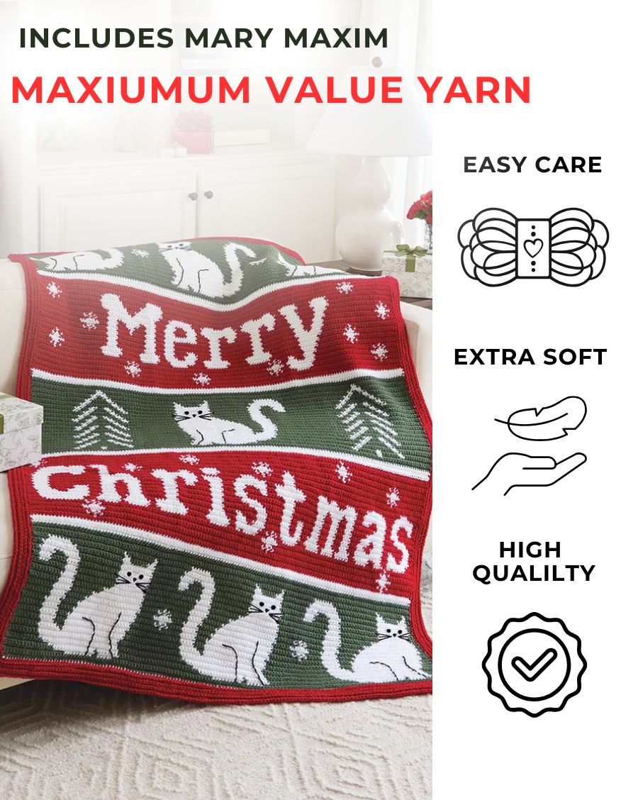 Meowy Christmas Crochet Blanket