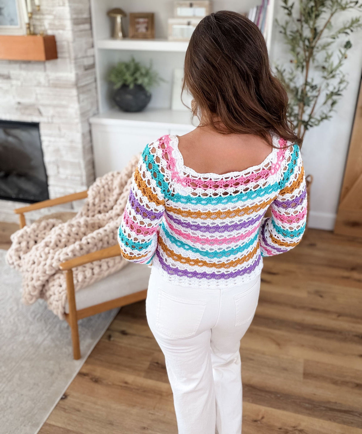 Serena Shell Stitch Striped Top