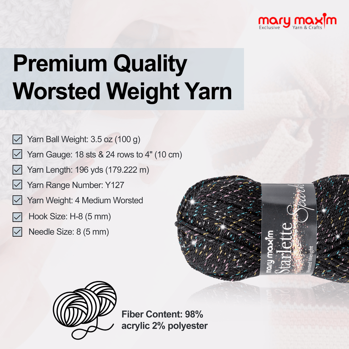 Mary Maxim Starlette Sparkle Yarn