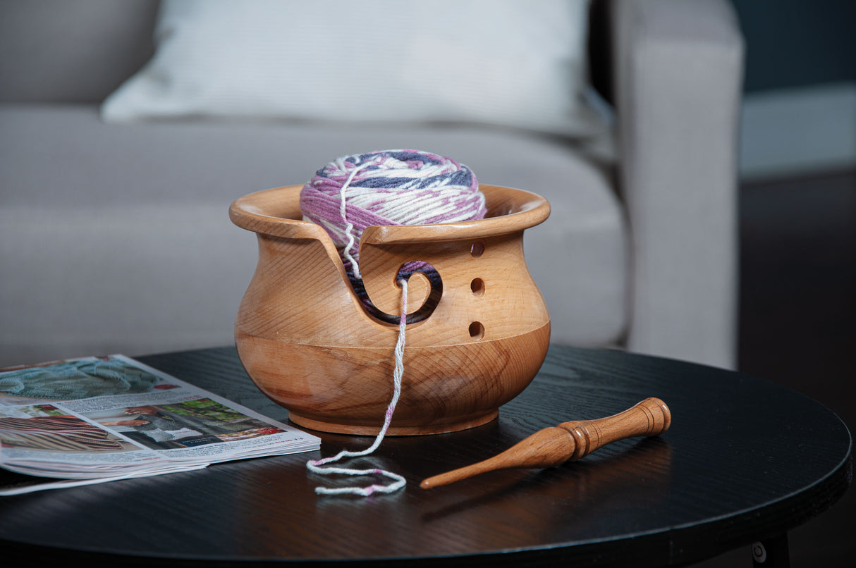 Steam Beech Wood Yarn Bowl 6 x 4"