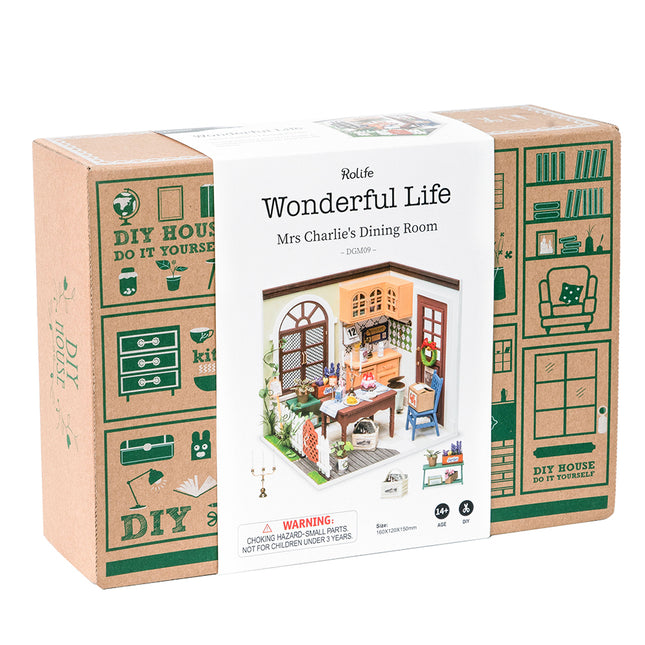 Mrs. Charlie's Dining Room Miniature Wooden House Kit