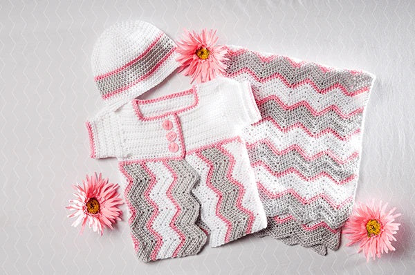 Free Baby Chevron Cap & Cardi Pattern