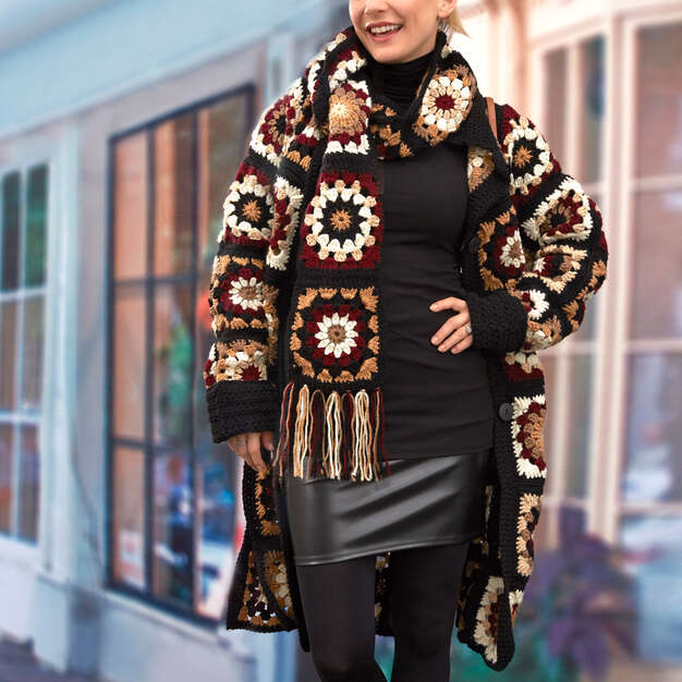 Free Coatigan in Grannies Pattern