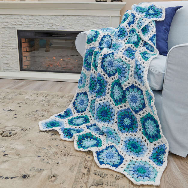 Patrón de tiro de crochet Hexagon Blues gratis