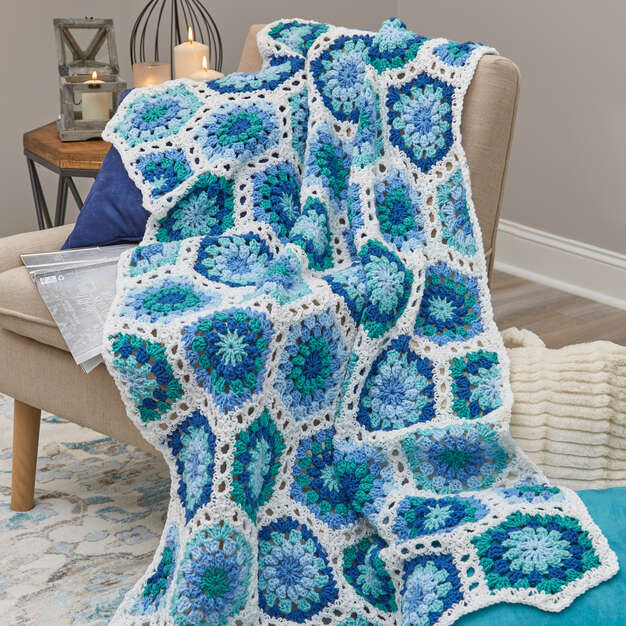 Patrón de tiro de crochet Hexagon Blues gratis
