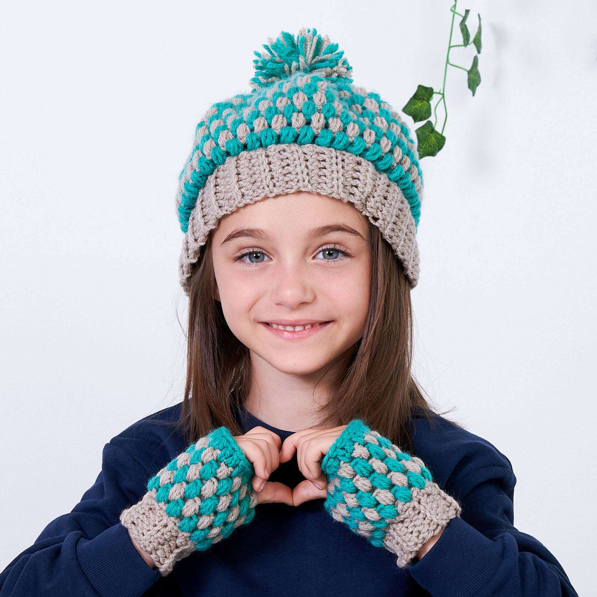 Alex-Max Hat & Text Fingerless glove set TIOGL09-Blk-2.jpg main image 2