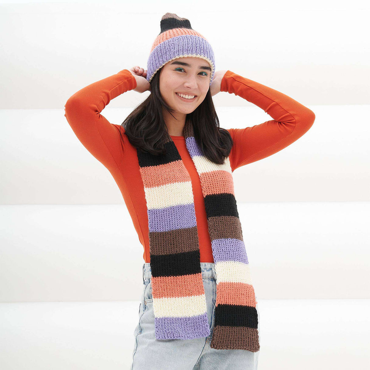 Free Scrappy Knit Hat & Scarf Pattern
