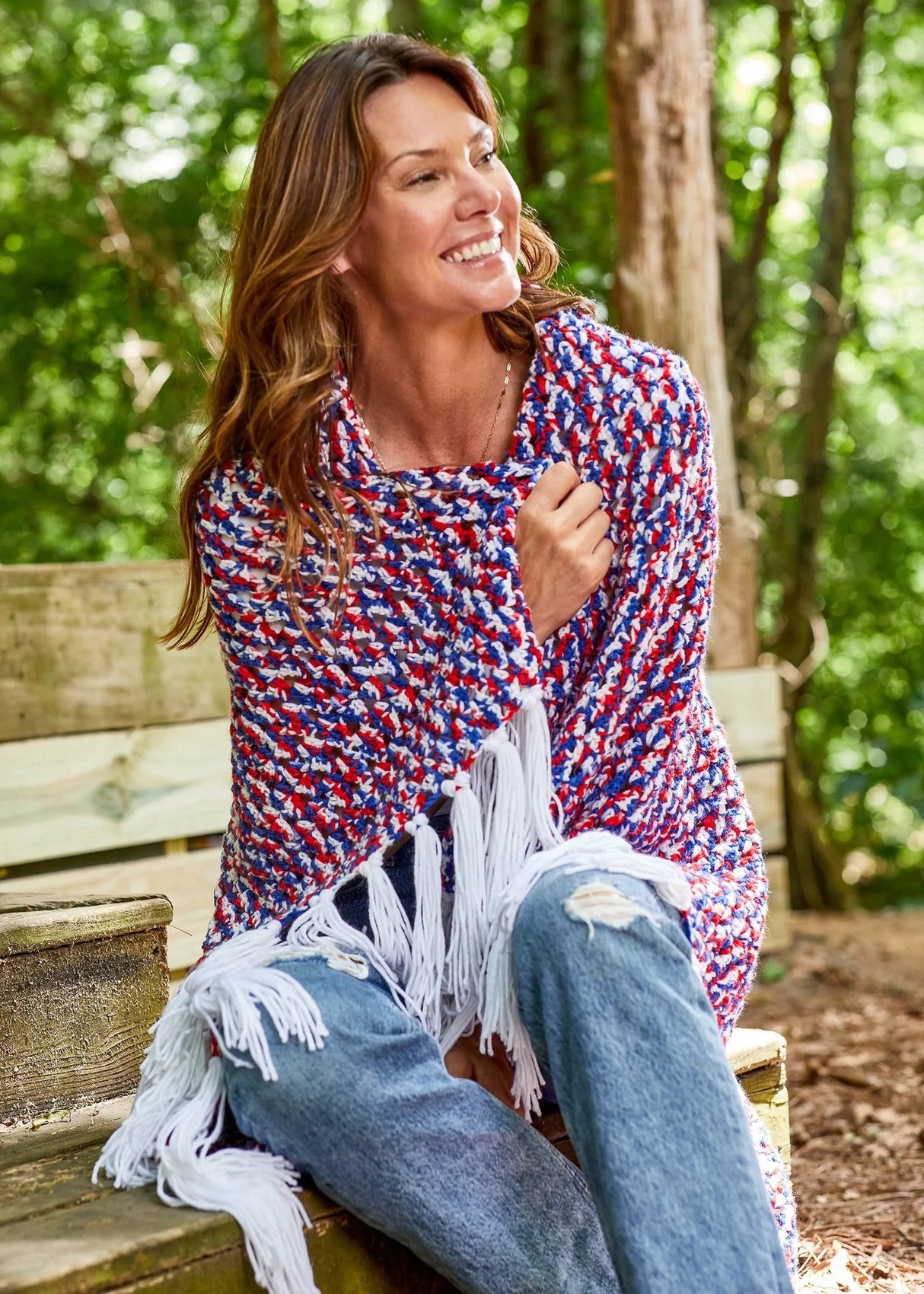 Patrón de tiro de crochet con flecos americanos gratis