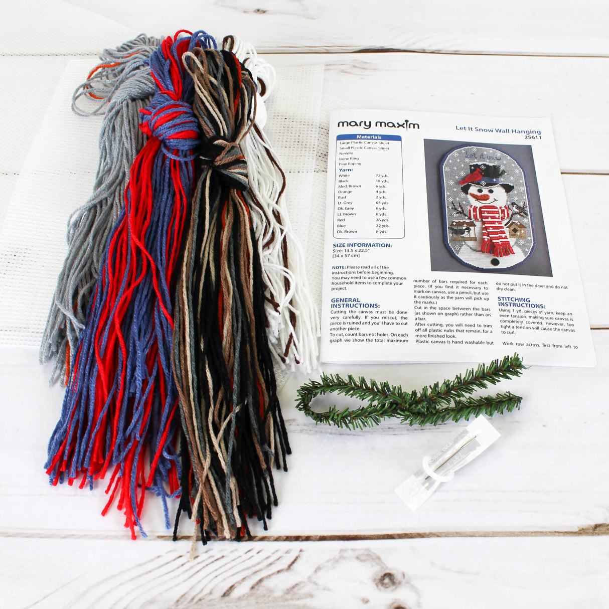Snowman on a grey snowy background holding two birdhouses with a Cardinal and 2 Chickadees wearing a top hat and 3d scarf.