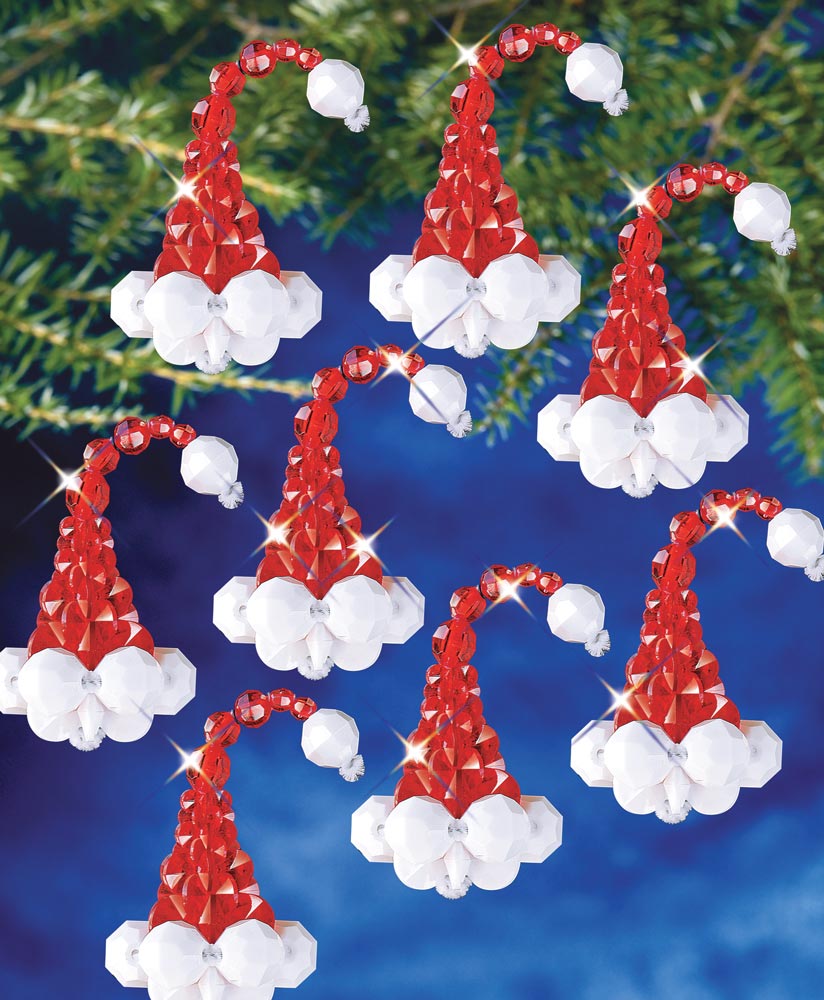 The Beadery Holiday Beaded Ornament Kit-Santa's Hat Makes 12