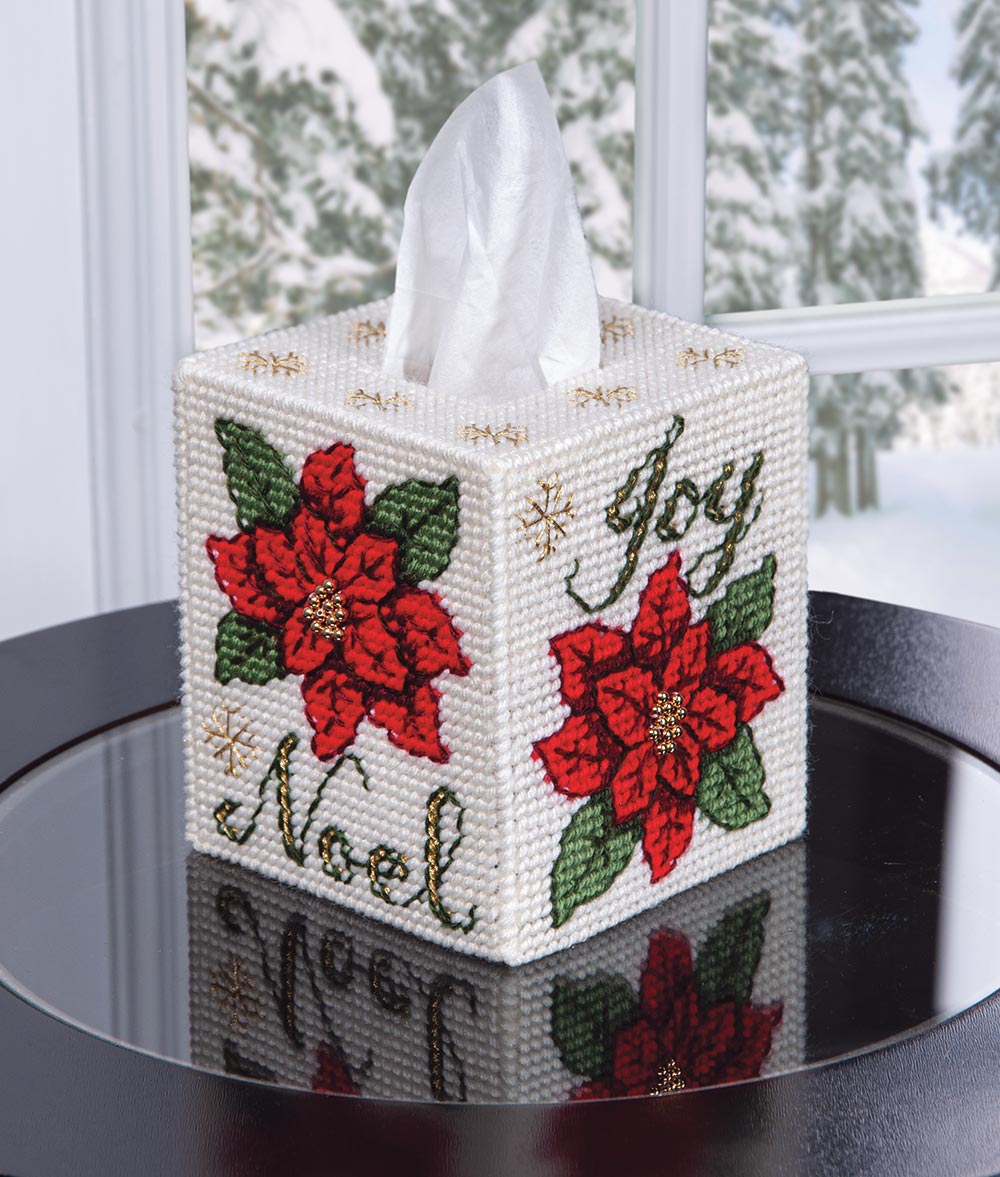 Kit de lona de plástico con cubierta para caja de pañuelos de Poinsettia