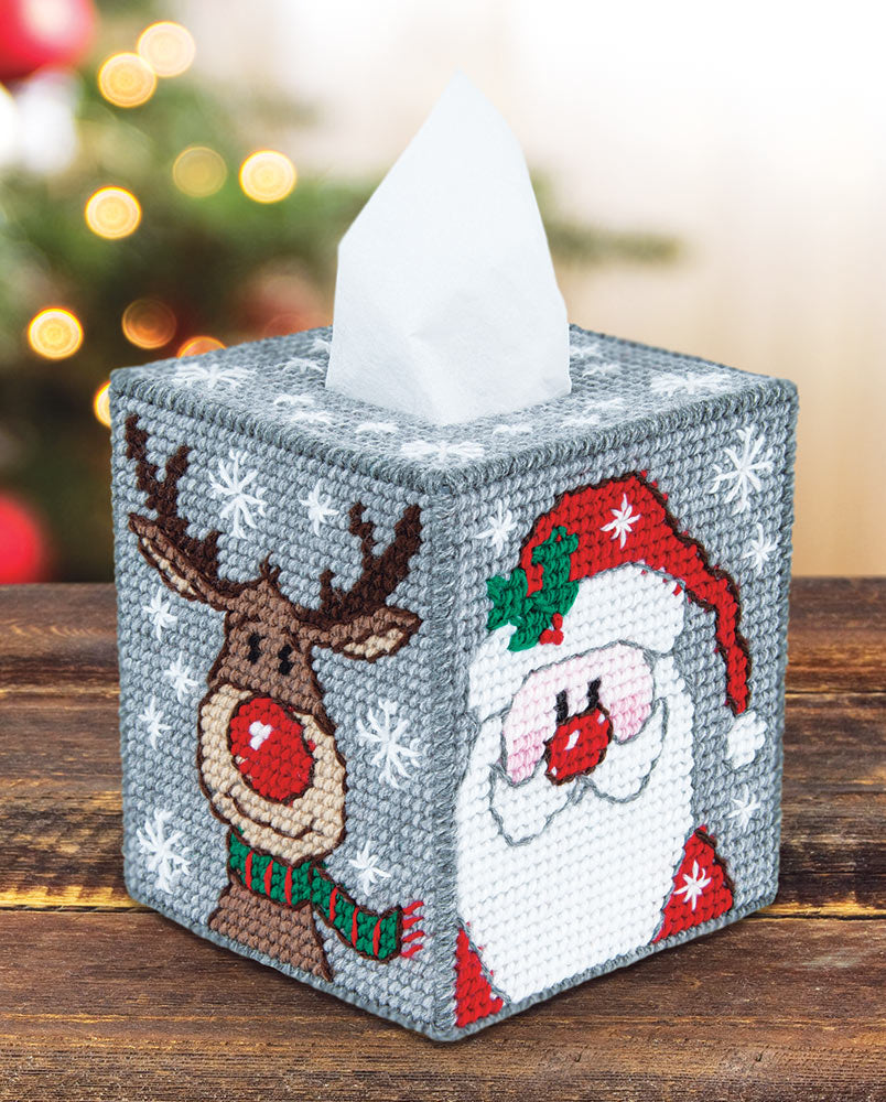 Herrschners Christmas Whimsy Tissue Box Plastic Canvas Kit