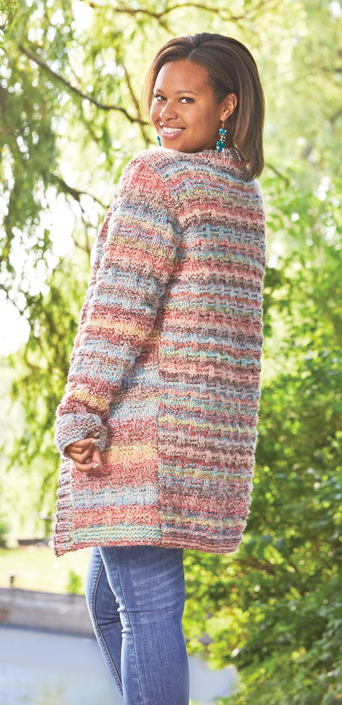 Modèle de veste en tissage jarretière