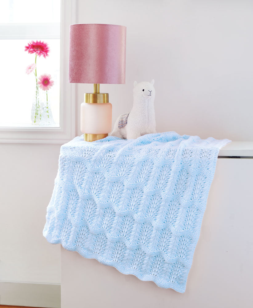 Patrón de manta de bebé de plumas y abanicos