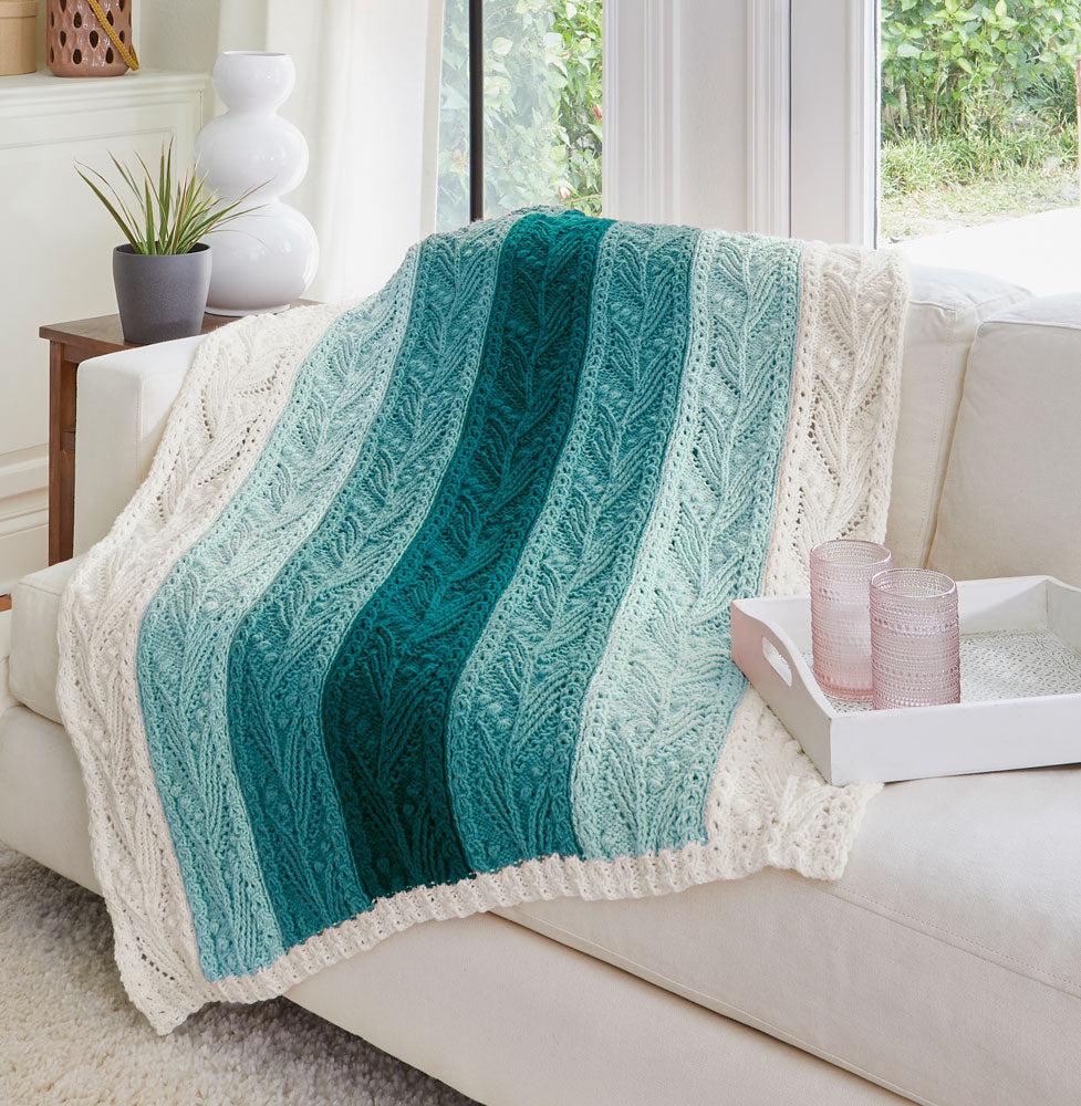 Ribbed Leaves Throw Pattern