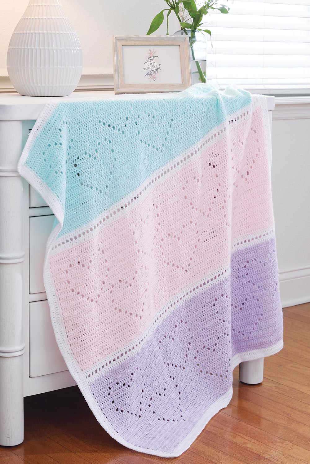 Hearts Filet Crochet Baby Blanket
