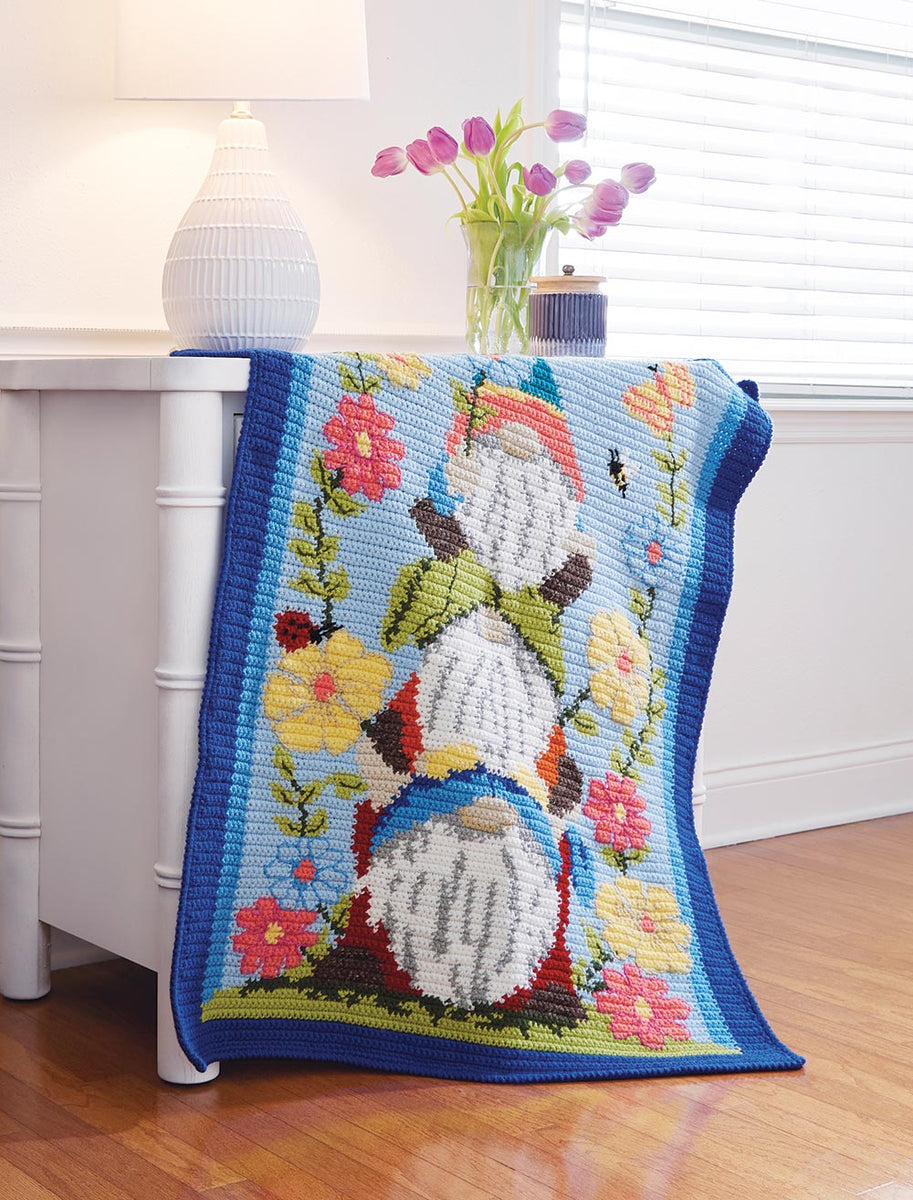 Spring Gnomes Crochet Graphigan Baby Blanket